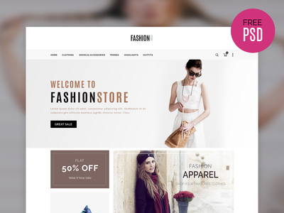 Simple E-commerce Web Template Free PSD